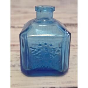 Wheaton Glass Daniel Webster Recorder Ink Bottle Blue Mini Salem Mass Vintage